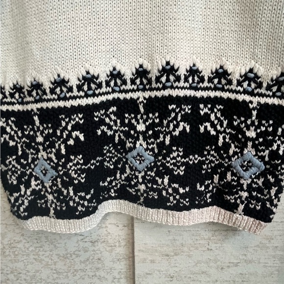 Vintage Jennifer Reed Hand Knit Chunky Sweater Cardigan Zip Patch Pockets Nordic - Picture 13 of 16